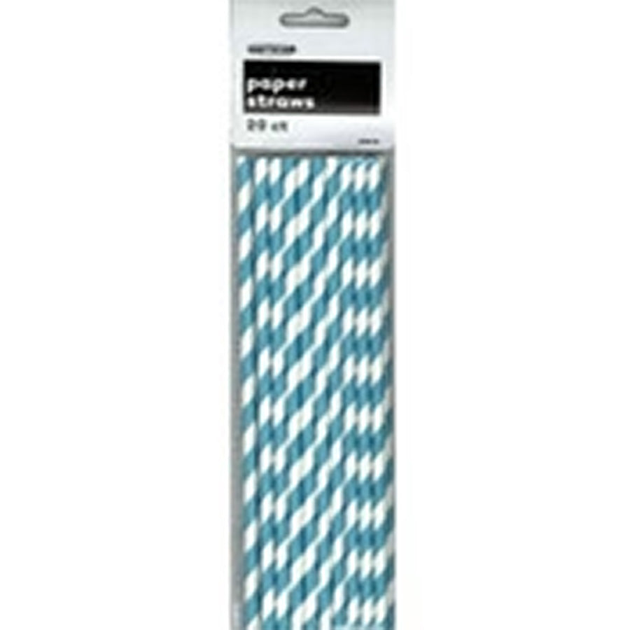 Stripes Caribbean Teal 20 Paper Straws