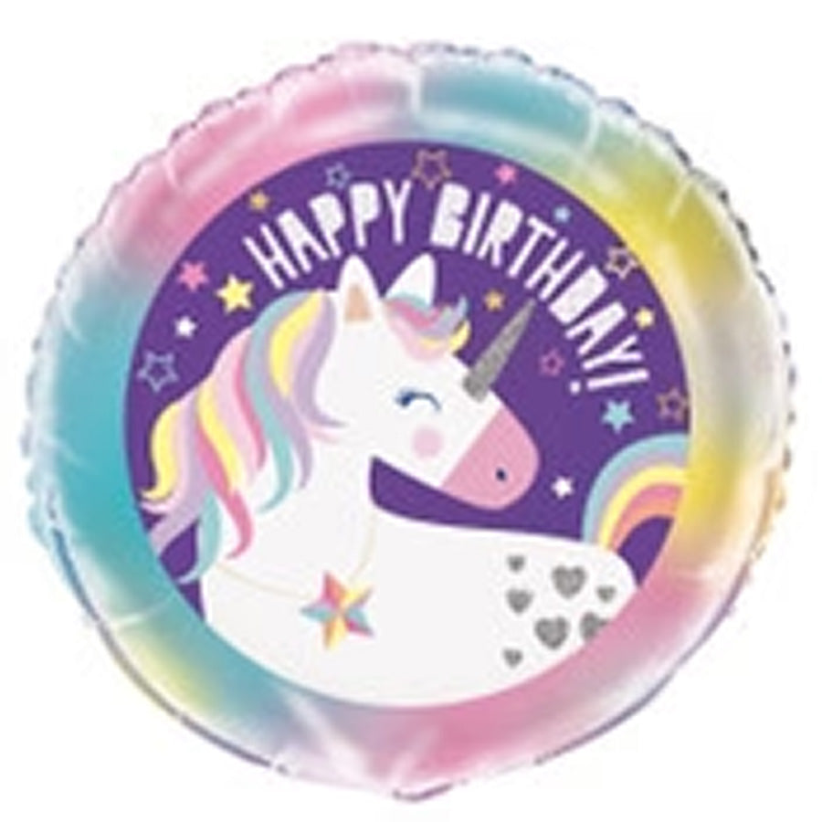 Unicorn Party Happy Birthday 45cm (18") Foil Balloons Packaged