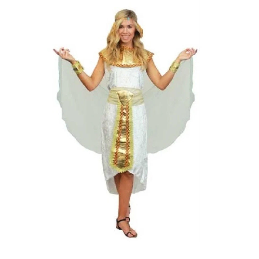 White Egyptian Queen S with belt headpiece and scarf