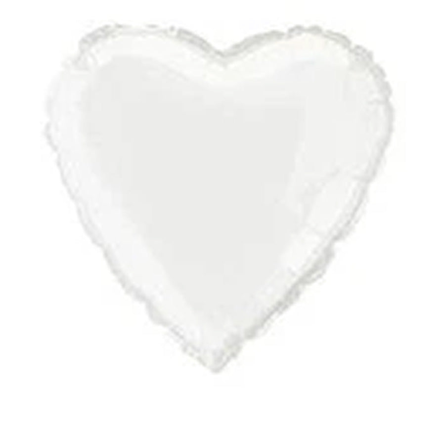 White Heart 45cm (18") Foil Balloons Packaged